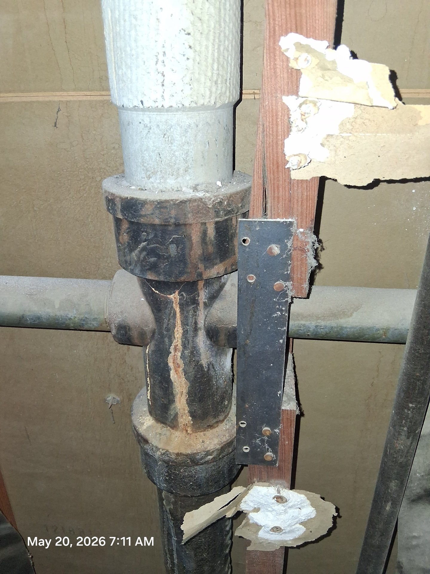 Cracked cast iron drain stack repair and replacement